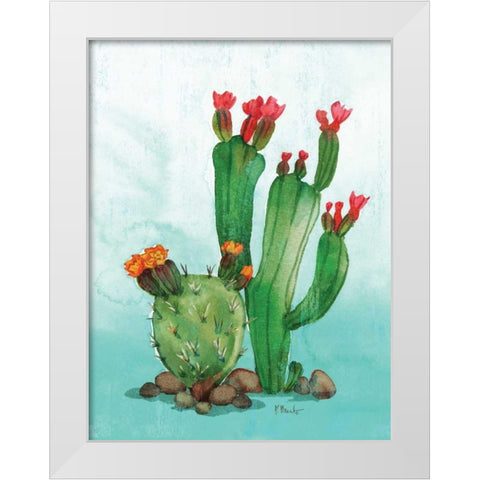 Cactus II White Modern Wood Framed Art Print by Brent, Paul