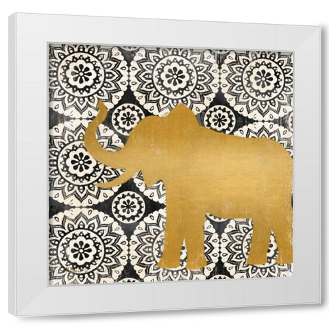 Boho Elephant II White Modern Wood Framed Art Print by Brent, Paul