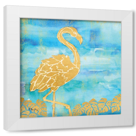 Aurora Flamingo White Modern Wood Framed Art Print by Brent, Paul