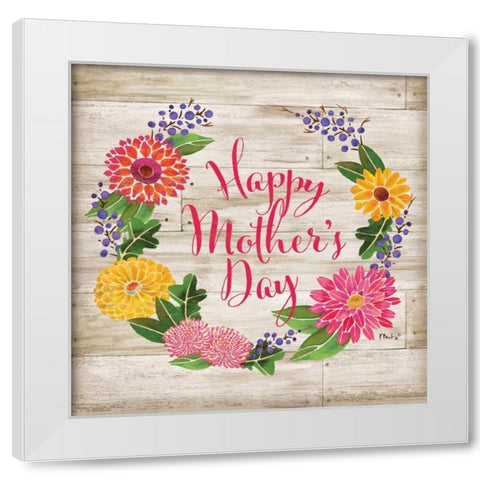 Happy Mothers Day White Modern Wood Framed Art Print by Brent, Paul