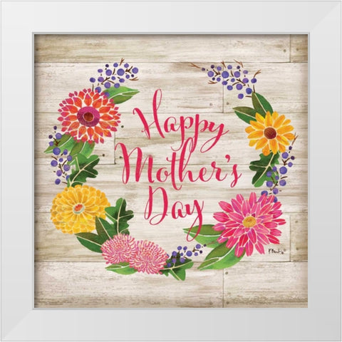Happy Mothers Day White Modern Wood Framed Art Print by Brent, Paul