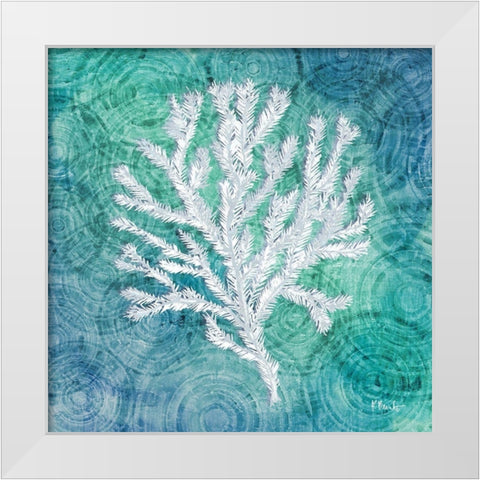 Echoes Coral IV White Modern Wood Framed Art Print by Brent, Paul