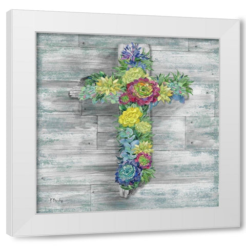 Succulent Cross White Modern Wood Framed Art Print by Brent, Paul