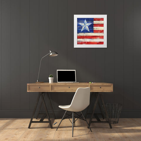 All American Flag III White Modern Wood Framed Art Print by Brent, Paul