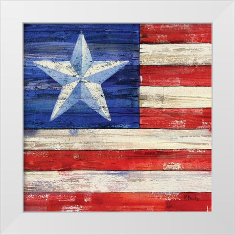 All American Flag III White Modern Wood Framed Art Print by Brent, Paul