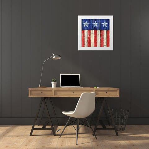 All American Flag IV White Modern Wood Framed Art Print by Brent, Paul