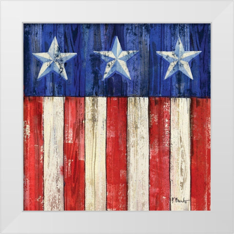 All American Flag IV White Modern Wood Framed Art Print by Brent, Paul