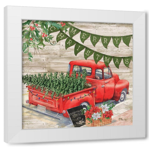 Farmhouse Pick-Up Holiday White Modern Wood Framed Art Print by Brent, Paul