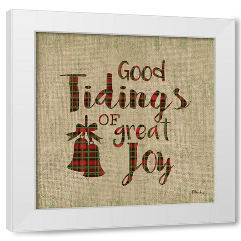Tartan Holiday Phrase IV White Modern Wood Framed Art Print by Brent, Paul