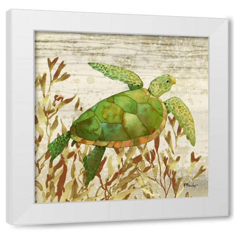 Calypso Turtles I White Modern Wood Framed Art Print by Brent, Paul
