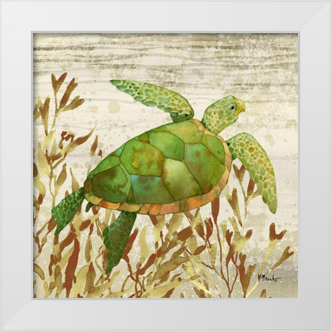 Calypso Turtles I White Modern Wood Framed Art Print by Brent, Paul