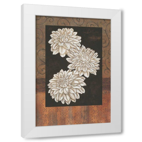 Santorini Dahlias White Modern Wood Framed Art Print by Brent, Paul