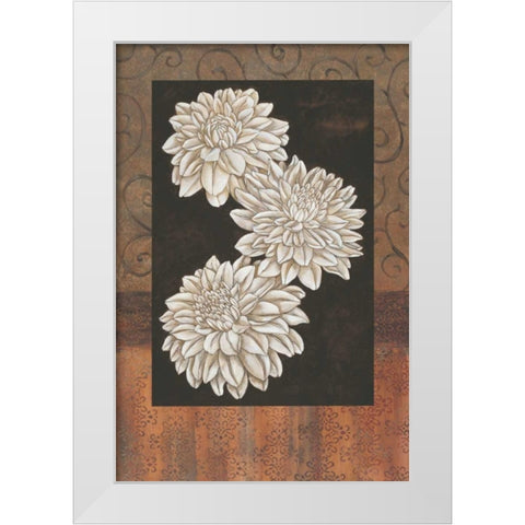 Santorini Dahlias White Modern Wood Framed Art Print by Brent, Paul