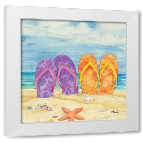 Toes in the Sand I White Modern Wood Framed Art Print by Brent, Paul