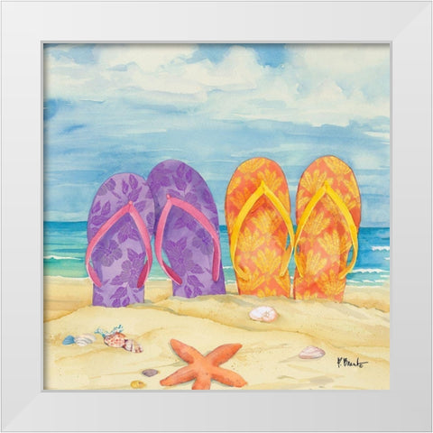 Toes in the Sand I White Modern Wood Framed Art Print by Brent, Paul