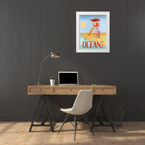 Beach Watch II White Modern Wood Framed Art Print by Brent, Paul