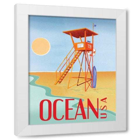 Beach Watch II White Modern Wood Framed Art Print by Brent, Paul