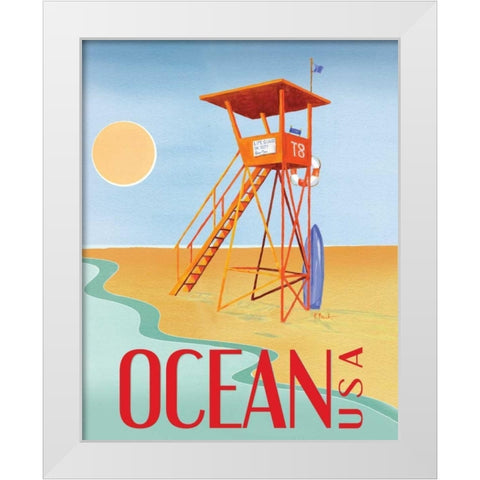 Beach Watch II White Modern Wood Framed Art Print by Brent, Paul