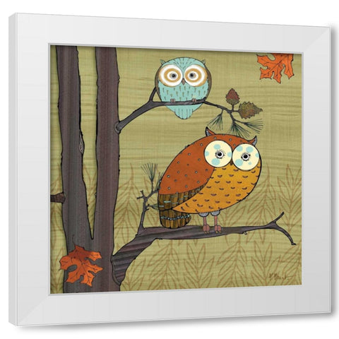Awesome Owls I White Modern Wood Framed Art Print by Brent, Paul