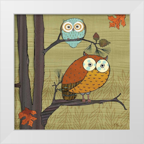 Awesome Owls I White Modern Wood Framed Art Print by Brent, Paul