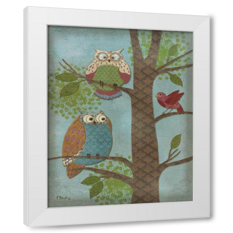 Fantasy Owls Vertical II White Modern Wood Framed Art Print by Brent, Paul