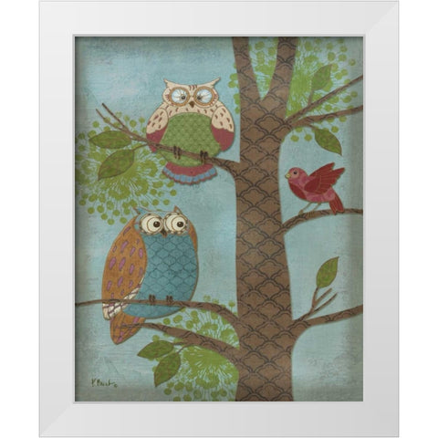 Fantasy Owls Vertical II White Modern Wood Framed Art Print by Brent, Paul