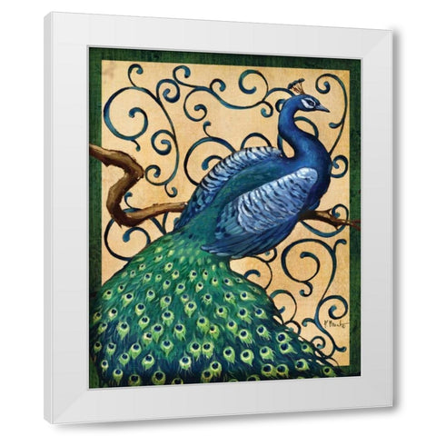 Majestic Peacock I White Modern Wood Framed Art Print by Brent, Paul