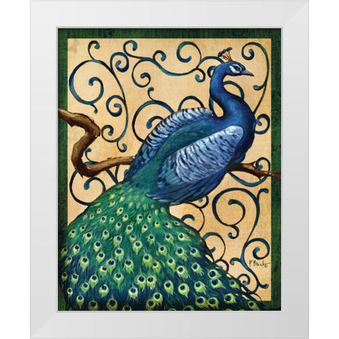 Majestic Peacock I White Modern Wood Framed Art Print by Brent, Paul