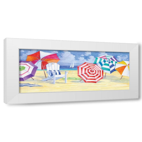 Umbrella Beach White Modern Wood Framed Art Print by Brent, Paul