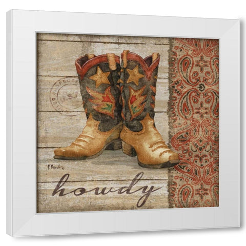 Wild West Boots II White Modern Wood Framed Art Print by Brent, Paul