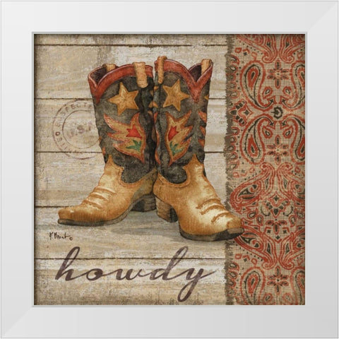 Wild West Boots II White Modern Wood Framed Art Print by Brent, Paul