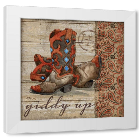 Wild West Boots III White Modern Wood Framed Art Print by Brent, Paul