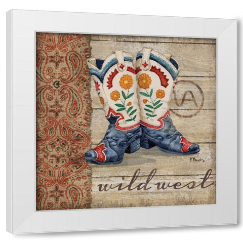 Wild West Boots IV White Modern Wood Framed Art Print by Brent, Paul