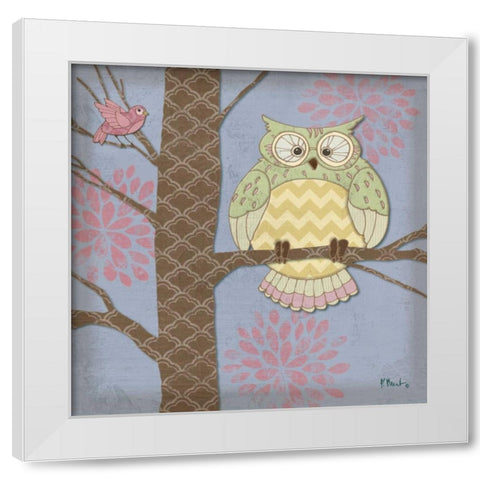 Pastel Fantasy Owls I White Modern Wood Framed Art Print by Brent, Paul