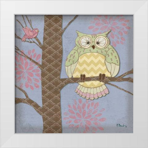 Pastel Fantasy Owls I White Modern Wood Framed Art Print by Brent, Paul
