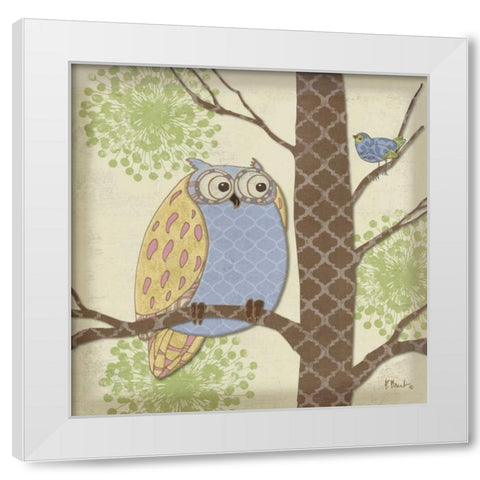 Pastel Fantasy Owls II White Modern Wood Framed Art Print by Brent, Paul
