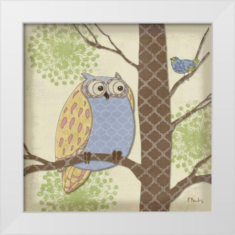 Pastel Fantasy Owls II White Modern Wood Framed Art Print by Brent, Paul