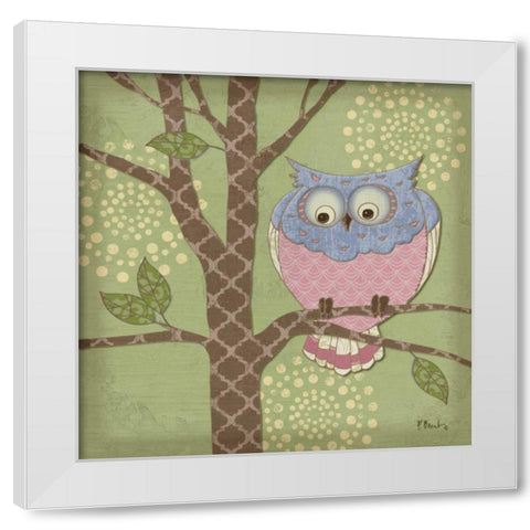 Pastel Fantasy Owls III White Modern Wood Framed Art Print by Brent, Paul