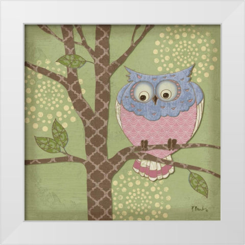 Pastel Fantasy Owls III White Modern Wood Framed Art Print by Brent, Paul
