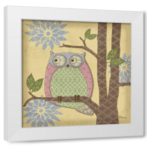 Pastel Fantasy Owls IV White Modern Wood Framed Art Print by Brent, Paul