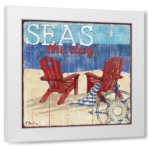 Seas the Day I White Modern Wood Framed Art Print by Brent, Paul