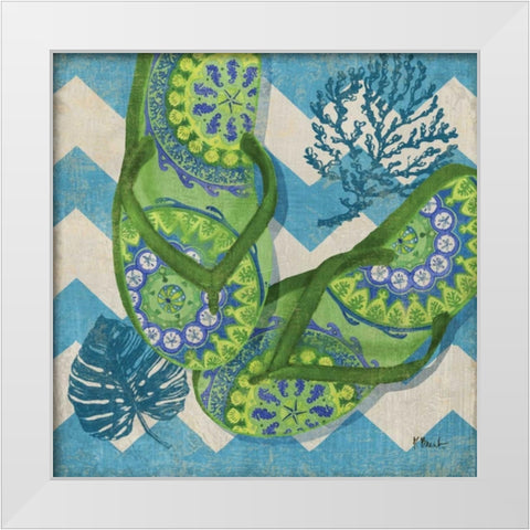 Coastal Flip Flops II White Modern Wood Framed Art Print by Brent, Paul