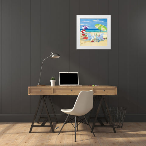 5 o-clock Beach I White Modern Wood Framed Art Print by Brent, Paul