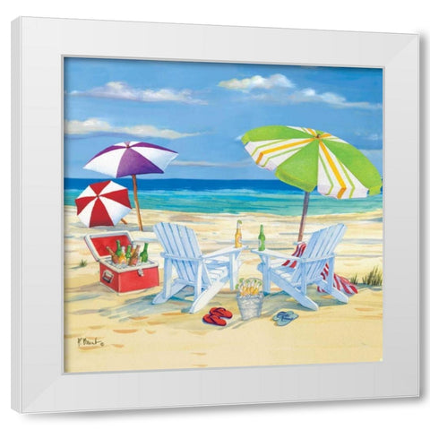 5 o-clock Beach I White Modern Wood Framed Art Print by Brent, Paul