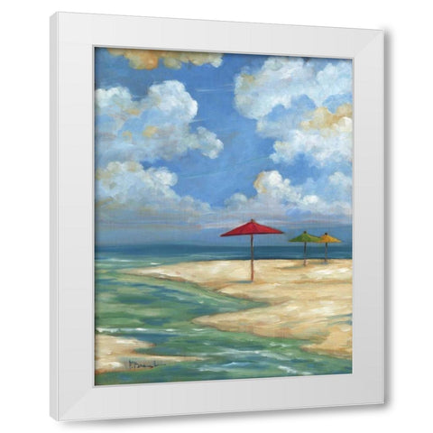 Umbrella Beachscape I White Modern Wood Framed Art Print by Brent, Paul