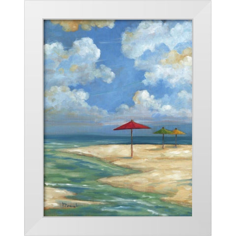 Umbrella Beachscape I White Modern Wood Framed Art Print by Brent, Paul