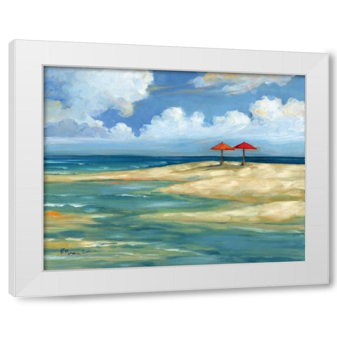 Umbrella Beachscape IV White Modern Wood Framed Art Print by Brent, Paul
