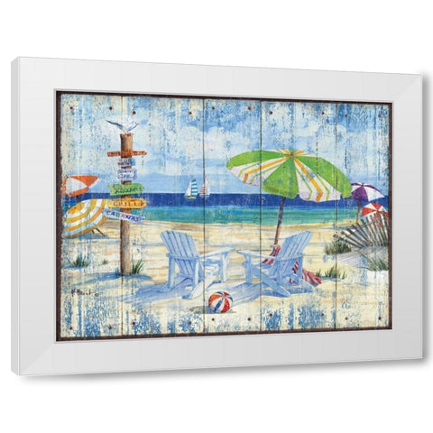 Beach Signs I White Modern Wood Framed Art Print by Brent, Paul