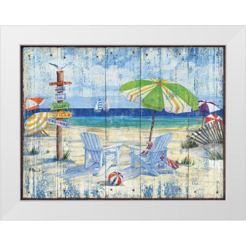 Beach Signs I White Modern Wood Framed Art Print by Brent, Paul
