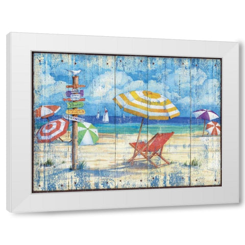 Beach Signs II White Modern Wood Framed Art Print by Brent, Paul